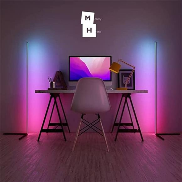 RGB Floor Lamp - Standing LED Floor Lamp w/ Remote Control - 300+ Color Changing - Picture 1 of 6